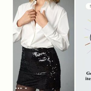 Mare Mare Buttondown Sequin Mini Dress White Black Sequin Anthropologie 1X